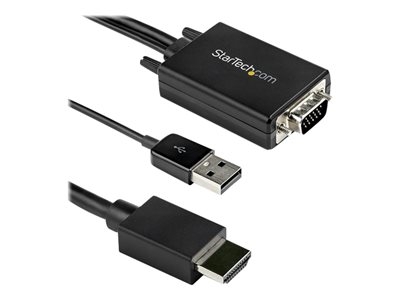 Startech Câble adaptateur VGA vers HDMI - 2 m - 1080p - Audio USB - Câble adaptateur - USB, HD-15 (VGA) mâle pour HDMI mâle - 2 m - noir - actif, support 1080p, alimentation USB + audio