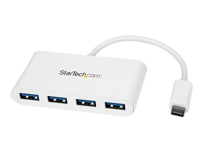 StarTech.com Hub USB-C - Hub USB 3.0 à 4 ports compact - USB-C vers 4x USB-A - Adaptateur USB C - Alimenté par bus - Blanc (HB30C4ABW) - Concentrateur (hub) - 4 x SuperSpeed USB 3.0 - de bureau
