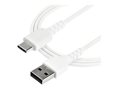 StarTech Câble de Chargement 1m USB A vers USB C - Cordon USB 2.0 vers USB-C à Charge/Synchronisation Rapides - Gaine TPE en Fibre Aramide M/M 3A Blanc - Samsung S10/iPad Pro/Pixel (RUSB2AC1MW) - Câble USB - USB (M) droit pour USB-C (M) droit - Thunderbolt 3 / USB 2.0 - 1 m - blanc