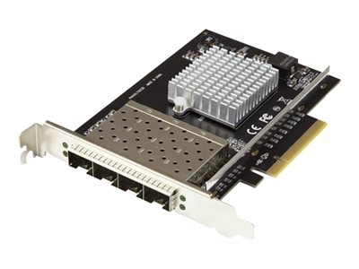 StarTech.com Carte réseau PCI Express - SFP+ PCIe 4 ports - Chipset Intel XL710 - 10 Gigabit Ethernet - Carte Ethernet pour serveur - Adaptateur réseau - PCIe x8 - 10 Gigabit SFP+ x 4 - noir