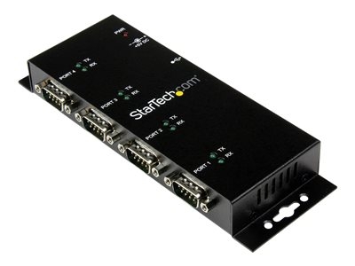 StarTech.com Hub adaptateur USB vers série DB9 RS232 4 ports  Montage sur rail DIN industriel et mural - Adaptateur série - USB 2.0 - RS-232 x 4 - noir