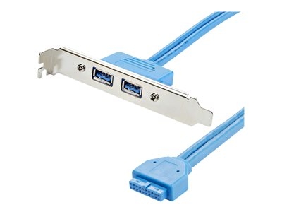 StarTech.com Câble adaptateur USB 3.0 IDC 20 broches vers plaque à 2 ports USB A encastrés - 1x IDC femelle - 2x USB 3.0 A femelles - Panneau USB - USB type A (F) pour IDC 20 broches (F) - 50 cm - bleu - pour P/N: PEXUSB312A1C1H, PEXUSB312A2C2V, PEXUSB312EIC