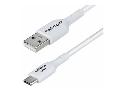 StarTech.com 2m (6.6ft) White USB-A to USB-C Charging Cable/Cord, M/M - Câble USB - USB (M) pour USB-C (M) - USB 2.0 - 3 A - 2 m - sans halogène, passif, charge et synchronisation, USB Fast Charge (15W) - blanc
