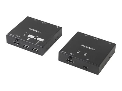 Startech Extendeur HDMI - Cat6 - 50 m - Prolongateur HDMI - RJ45 - Avec hub USB 2.0 à 4 ports - Extender HDMI via Catégorie 6 - 1080p - Rallonge vidéo/audio/infrarouge/USB - plus de CAT 6 - jusqu'à 50 m