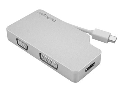 StarTech.com Adaptateur de voyage audio/vidéo 3 en 1 - Convertisseur Mini DisplayPort vers VGA, DVI ou HDMI - 4K - Aluminium - Convertisseur vidéo - DisplayPort - DVI, HDMI, VGA