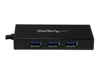 StarTech.com Hub USB 3.0 portable à 3 ports avec câble intégré - Concentrateur USB 3.0 plus Gigabit Ethernet - Aluminium - Concentrateur (hub) - 3 x SuperSpeed USB 3.0 + 1 x 10/100/1000 - de bureau - pour P/N: PEXUSB3S2EI, PEXUSB3S42, PEXUSB3S7, SVA5H2NEUA