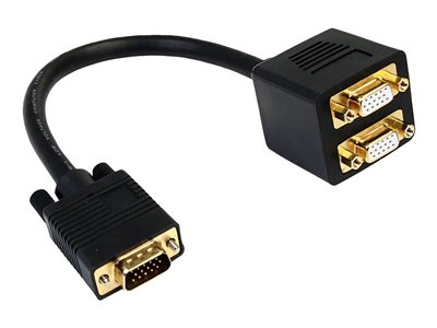 StarTech Câble répartiteur / Splitter vidéo VGA de 30cm - Adaptateur doubleur VGA HD15 - 1x (Mâle) vers 2x (Femelle) - Noir - Répartiteur VGA - HD-15 (VGA) (M) pour HD-15 (VGA) (F) - 30 cm - noir - pour P/N: DP2VGAMM6, DP2VGAMM6B, HD2VGAMM6, MXT101MM