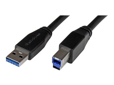 StarTech Câble USB 3.0 actif USB-A vers USB-B de 5 m - Cordon USB A vers B - USB 3.1 Gen 1 (5 Gb/s) - M/M - Noir - Câble USB - USB Type B (M) pour USB type A (M) - USB 3.0 - 5 m - moulé - noir - pour P/N: ST1030USBM