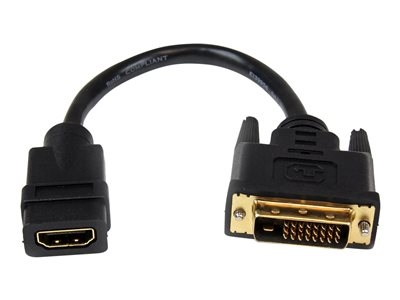 StarTech.com Câble adaptateur vidéo HDMI vers DVI-D de 20 cm - M/M (HDDVIFM8IN) - Adaptateur vidéo - HDMI femelle pour DVI-D mâle - 20.32 cm - blindé - noir - pour P/N: CDP2HDMM2MB, DP2HDMM2MB, HDDVIMM3, HDMM1MP, HDMM2MP, HDMM3MP, HDPMM50, MDP2HDMM2MB