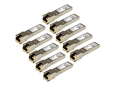 Startech Paquet de 10 modules de transceiver SFP Gigabit RJ45 en cuivre - Compatible Cisco GLC-T - Mini-GBIC en vrac - 1000Base-T - Module transmetteur SFP (mini-GBIC) (équivalent à : Cisco GLC-T) - 1GbE - 1000Base-T - RJ-45 - jusqu'à 100 m (pack de 10)