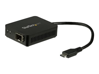Startech Adaptateur réseau USB-C vers fibre optique Gigabit Ethernet avec SFP ouvert - Convertisseur USB-C vers fibre 1000Base-SX/LX - Adaptateur réseau - USB-C - 1000Base-LX/1000Base-SX x 1 - noir