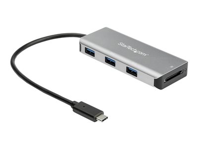 StarTech.com Hub USB-C 3 ports USB et lecteur de carte SD - 2x USB-A, 1x USB-C - 10 Gbps - Cable hote integre de 25 cm (HB31C3ASDMB) - Concentrateur (hub) - 1 x USB-C + 3 x USB 3.1 - de bureau - pour P/N: PEXUSB321C