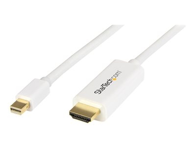 StarTech.com Câble adaptateur Mini DisplayPort vers HDMI de 1 m - Convertisseur Mini DP vers HDMI avec câble intégré - M/M - 4K - Blanc - Câble adaptateur - Mini DisplayPort mâle pour HDMI mâle - 1 m - blanc - support 4K