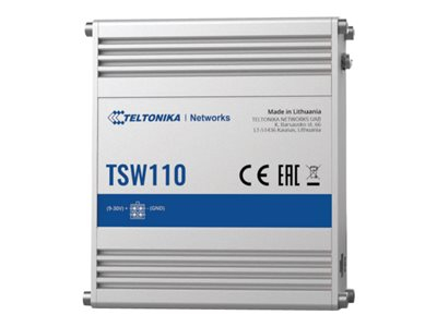 Teltonika TSW110 - Commutateur - non géré - 5 x 10/100/1000 - Montage sur rail DIN, montable en surface - PoE passif - Tension CC