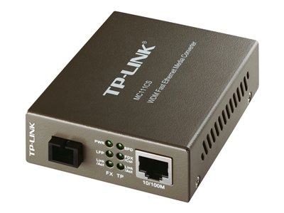 TP-Link MC111CS - Convertisseur de média à fibre optique - 100Mb LAN - 10Base-T, 100Base-FX, 100Base-TX - RJ-45 / mode unique SC - jusqu'à 20 km - 1 550 (émission)/1 310 (réception) nm