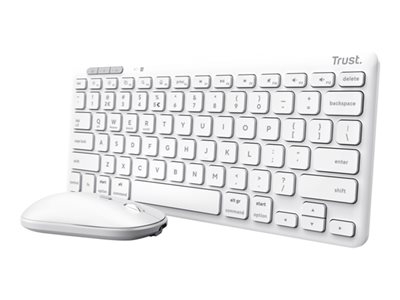 Trust Lyra Multi-Device - Ensemble clavier et souris - Bluetooth, 2.4 GHz - QWERTY - US - blanc - boîte