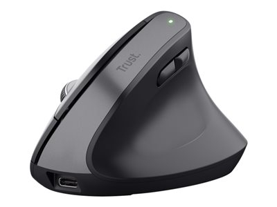 Trust Bayo+ - Souris verticale - ergonomique - pour droitiers - optique - 6 boutons - sans fil - 2.4 GHz - récepteur sans fil USB - noir