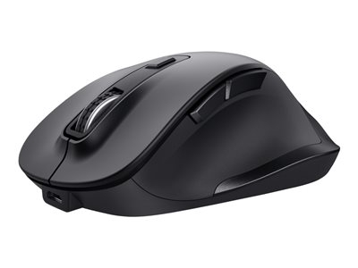 Trust Fyda Comfort - Souris - ergonomique - eco - pour droitiers - optique - 6 boutons - sans fil - 2.4 GHz - récepteur sans fil USB - noir