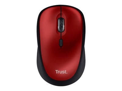 Trust Yvi+ - Souris - silencieuse - pour droitiers - optique - 4 boutons - sans fil - 2.4 GHz - récepteur sans fil USB - rouge