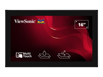 ViewSonic XF1630 - Écran LCD - 15.6" - cadre ouvert - écran tactile - 1920 x 1080 Full HD (1080p) - 187 cd/m² - 800:1 - 30 ms - HDMI, VGA, DisplayPort - haut-parleurs
