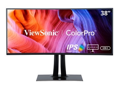 ViewSonic ColorPro VP3881a - Écran LED avec commutateur KVM - incurvé - 1 ports - 38" (37.5" visualisable) - 3840 x 1600 WQHD+ @ 60 Hz - IPS - 300 cd/m² - 1000:1 - HDR10 - 5 ms - 2xHDMI, DisplayPort, USB-C - haut-parleurs