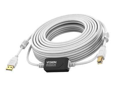 Vision Techconnect - Câble USB - USB (M) pour USB type B (M) - USB 2.0 - 10 m - amplificateur de signal - blanc