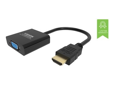 VISION Professional - Adaptateur vidéo - HDMI mâle pour HD-15 (VGA) femelle - 23 cm - noir - support 1080p