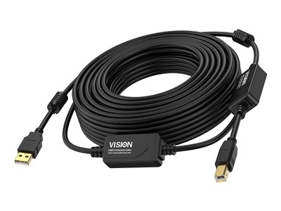 Vision - Câble USB - USB (M) pour USB type B (M) - USB 2.0 - 10 m - rappel actif en ligne - noir