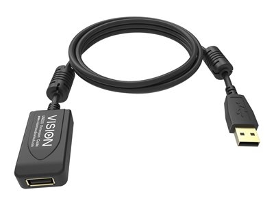 Vision Professional - Rallonge de câble USB - USB (M) pour USB (F) - USB 2.0 - 5 m - rappel actif en ligne - noir