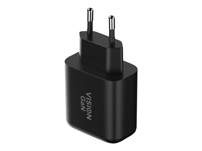 Vision - Adaptateur secteur - 65 Watt - 3.25 A - 2 connecteurs de sortie (2 x USB-C) - noir - Europe