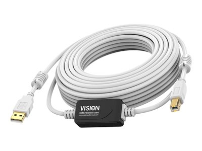 Vision Techconnect - Câble USB - USB (M) pour USB type B (M) - USB 2.0 - 15 m - rappel actif en ligne - blanc