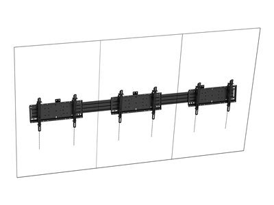 Vision - Kit de montage (support mural, base de montage sur rail) - lourdement sollicité - pour 3 écrans LCD - portrait - acier, aluminium - noir - Taille d'écran : 65"-75"