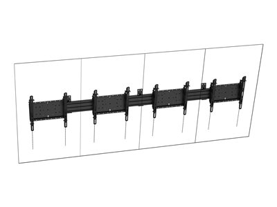 Vision - Kit de montage (support mural, base de montage sur rail) - lourdement sollicité - pour 4 écrans LCD - portrait - acier, aluminium - noir - Taille d'écran : 50"-55"