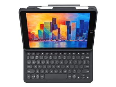 ZAGG Pro Keys - Clavier et étui - rétro-éclairé - Bluetooth - QWERTY - R.-U. - noir/gris clavier, noir/gris étui - pour Apple 10.2-inch iPad (7ème génération, 8ème génération)