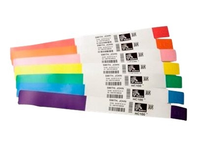 Zebra Z-Band Direct - Polypropylène (PP) - adhésif permanent en acrylique - perforé - 6 mil - blanc, marque de déclenchement noire - 25.4 x 279.4 mm 1200 unités (6 rouleau(x) x 200 bracelets - pour Zebra HC100, HC100 Patient I.D. Solution