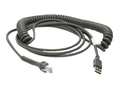 Zebra - Câble USB / réseau - USB (M) pour RJ-45 (M) - 4.6 m - bobiné - pour Symbol LS2208, LS3408-ER; Zebra VC80X