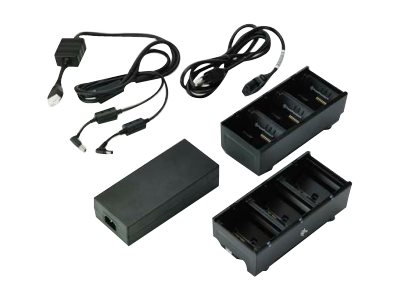 Zebra 3-Slot Battery Charger Connected via Y Cable - Chargeur de batteries - connecteurs de sortie : 3 - Royaume-Uni (pack de 2) - pour QLn 220, 220 Healthcare, 320, 420; ZQ500 Series ZQ510, ZQ520; ZQ600 Series ZQ610, ZQ620