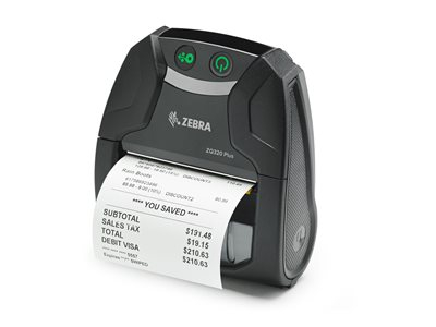 Zebra ZQ320 Plus - Imprimante de reçus - thermique direct - Rouleau (8 cm) - 203 dpi - jusqu'à 100 mm/sec - USB 2.0, NFC, Wi-Fi(ac), Bluetooth 4.2 LE - barre de déchirement - noir