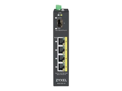 Zyxel RGS100-5P - Commutateur - non géré - 4 x 10/100/1000 (PoE+) + 1 x Fast Ethernet/Gigabit SFP - Montage sur rail DIN, Montable sur rack - PoE+ (120 W) - Tension CC