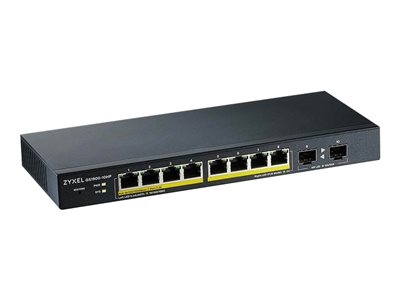 Zyxel GS1900-10HP - Commutateur - intelligent - 8 x 10/100/1000 (PoE+) + 2 x Gigabit SFP - de bureau, fixation murale - PoE+ (77 W)