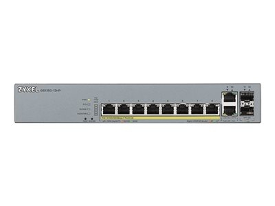 Zyxel GS1350-12HP - Commutateur - intelligent - 8 x 10/100/1000 (PoE+) + 2 x 10/100/1000 (liaison montante) + 2 x Gigabit SFP (liaison montante) - de bureau, Montable sur rack - PoE+ (130 W)
